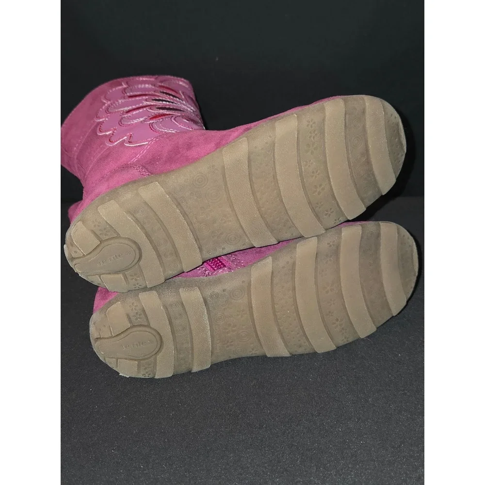 Stride Rite Bianca Girls Boots Size 9.5M Pink Suede Floral Zip Up Cute Shoes‎